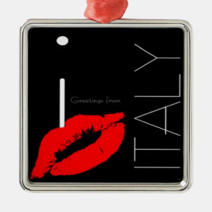 Ornement Métallique Salutations d'Italie Red Lipstick Love Kiss