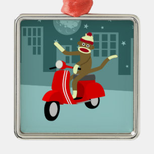 Ornement Métallique Scooter de singe de chaussette