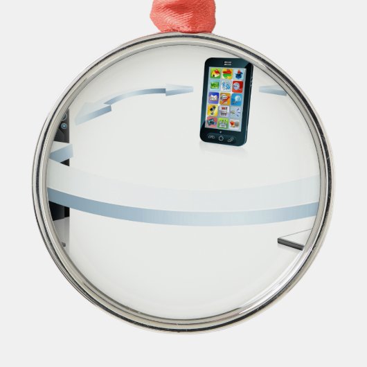 Ornement Métallique Se relier d'ordinateur portable et de téléphone (Devant)