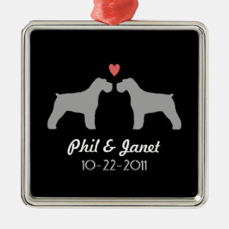 Ornement Métallique Silhouettes de Schnauzer Amour Chiens Nouvellement