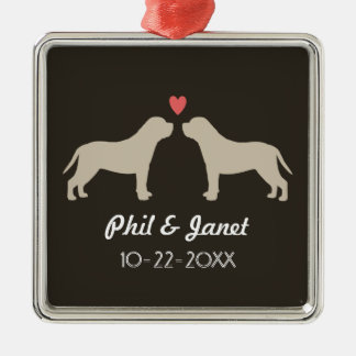 Ornement Métallique Silhouettes Mastiff Anglais Joyeux Couple Personna