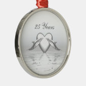 Ornement Métallique Silver Anniversary Dolphins et Heart (Droite)