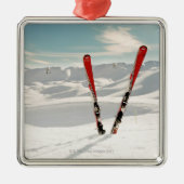 Ornement Métallique Skis rouges (Devant)