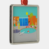 Ornement Métallique Soirée de Noël de la Piscine Rétro (Droite)