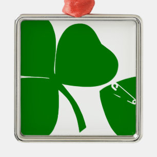Ornement Métallique St Patrick's Day - Obtenez Lucky 3 + 1 feuilles =
