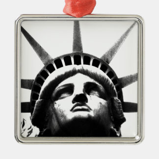 Ornement Métallique Statue noire et blanche de la Liberté