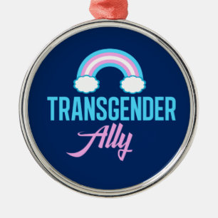 Ornement Métallique Support Transgenre Ally Bleu Rose Blanc Arc-en-cie