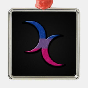 Ornement Métallique Symbole Bisexual Fierté Drapeau couleur Crescent M
