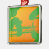 Ornement Métallique taches vertes en orange (Gauche)