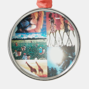 Ornement Métallique Tapisserie kenyane : Faune, culture et plage côtiè