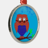 Ornement Métallique Tartan et Chouette des Coeurs (Droite)