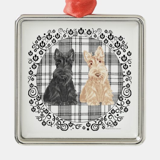 Ornement Métallique Tartan Scotties (Devant)