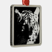 Ornement Métallique Tigre noir et blanc Pop Art (Droite)