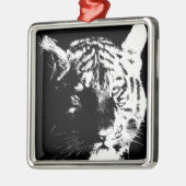Ornement Métallique Tigre noir et blanc Pop Art (Gauche)