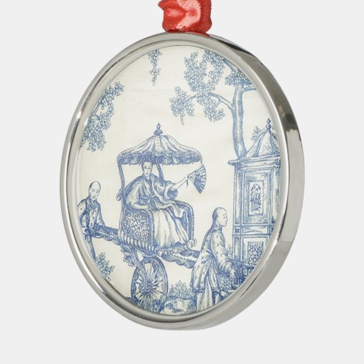 Ornement Métallique Toile en bleu et blanc (Gauche)