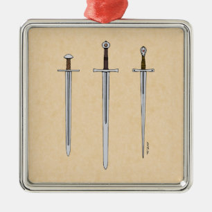 Ornement Métallique Trois épées médiévales 2016