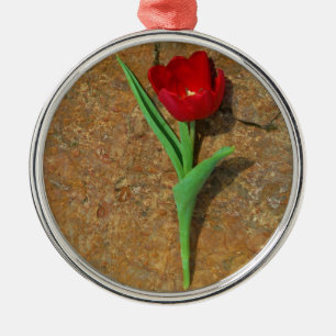 Ornement Métallique Tulipe rouge et jaune
