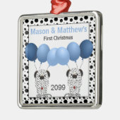 Ornement Métallique Twin Boys Blue First Christmas Dalmatien (Gauche)