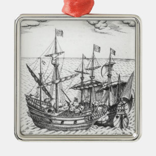 Ornement Métallique Un bateau de trésor espagnol