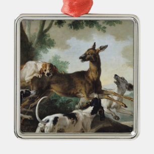 Ornement Métallique Un cerf commun chassé par des chiens, 1725