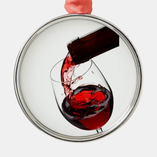Ornement Métallique Un verre de vin rouge (Devant)