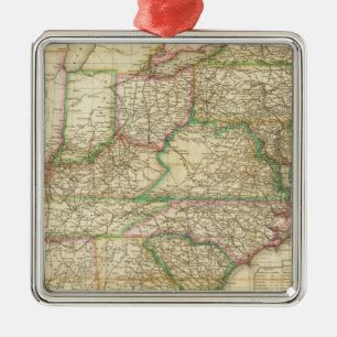 Ornement Métallique Une carte des routes, des canaux et du bateau de