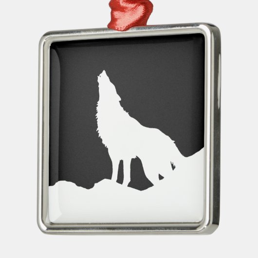 Ornement Métallique Unique Noir & Blanc Pop Art Wolf Silhouette (Gauche)