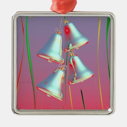 Ornement Métallique Vacances brillantes Bells argentées (Devant)