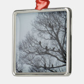 Ornement Métallique Vautour dans un arbre d'hiver (Gauche)