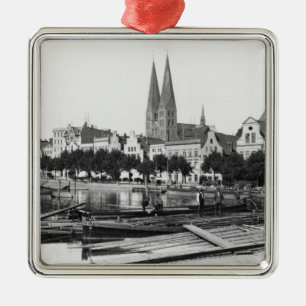 Ornement Métallique Vente du bois sur la rivière Trave, Lübeck, c.1910