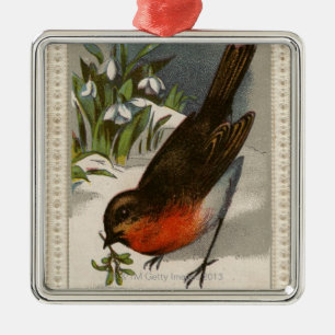Ornement Métallique Vers 1871 : Un robin, avec le faux-pied dans son b