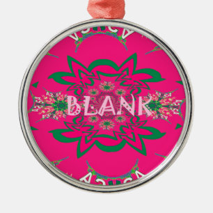 Ornement Métallique Vierge bébé vif rose floral violet couleur monogra