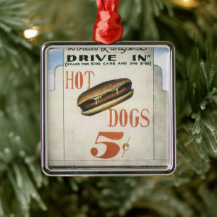 Ornement Métallique Vintage Billboard, Worlds Largest Drive In Hotdogs
