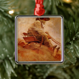 Ornement Métallique Vintage Cowboys, The Ore Wagon par NC Wyeth