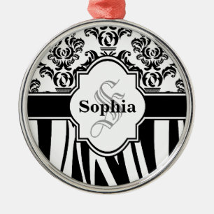 Ornement Métallique Vintage Damask Cool Zebra Stripes