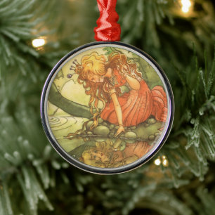 Ornement Métallique Vintage Fairy Tale, Frog Prince Princesse par Pond