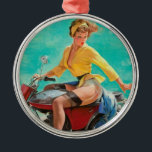 Ornement Métallique Vintage Gal<br><div class="desc">Une image vintage sera reproduite sur un ornement juste pour vous.</div>