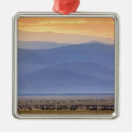 Ornement Métallique Wildebeest pendant la migration, Connochetes (Devant)