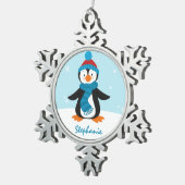 Ornement mignon de flocon de neige de pingouin (Vue impression)