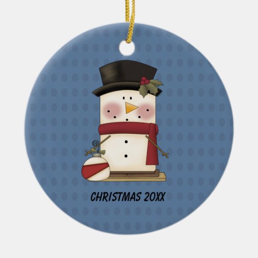 Ornement mignon de Noël de bonhomme de neige de (Devant)