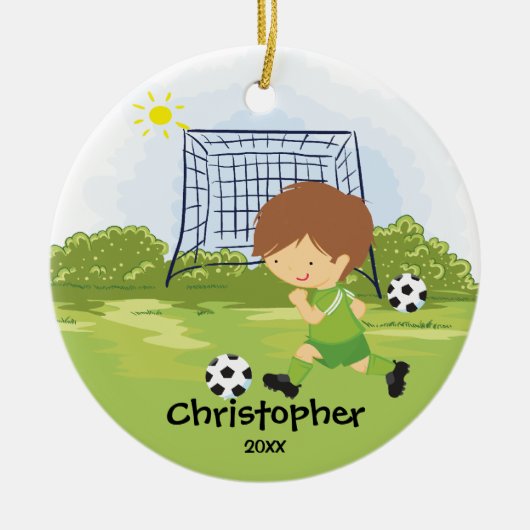 Ornement mignon de Noël de sport de footballeur (Devant)