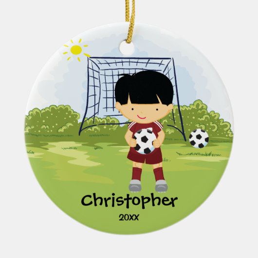 Ornement mignon de Noël de sport de footballeur (Devant)