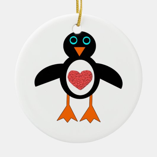 Ornement mignon de pingouin de coeur (Devant)