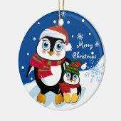 Ornement mignon de pingouins de Noël avec le texte (Gauche)