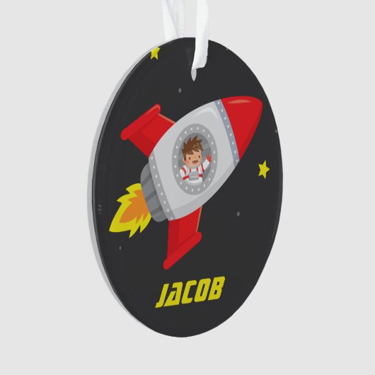 Ornement mignon de Rocket de garçon d'astronaute (devant)