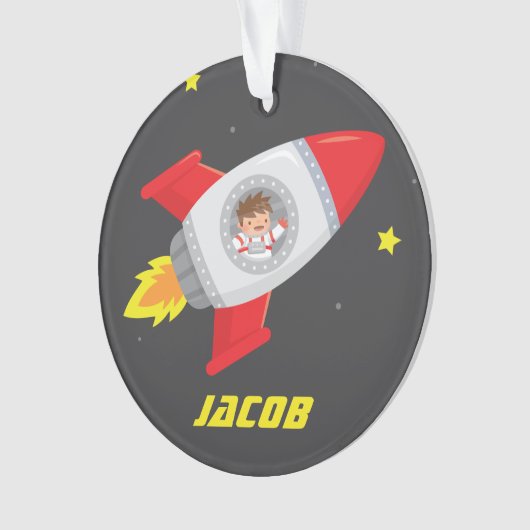 Ornement mignon de Rocket de garçon d'astronaute (devant)