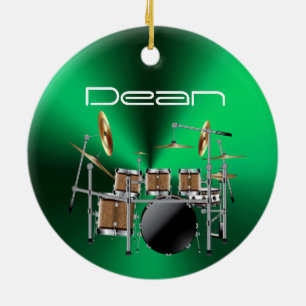 Ornement musical personnalisé de Noël de batteur