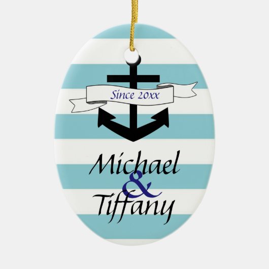 Ornement nautique de Noël de couples d'Ancre (Devant)
