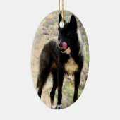 Ornement noir d'arbre de Noël de loup (Droite)