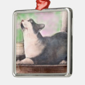 Ornement noir de chat de smoking (Gauche)